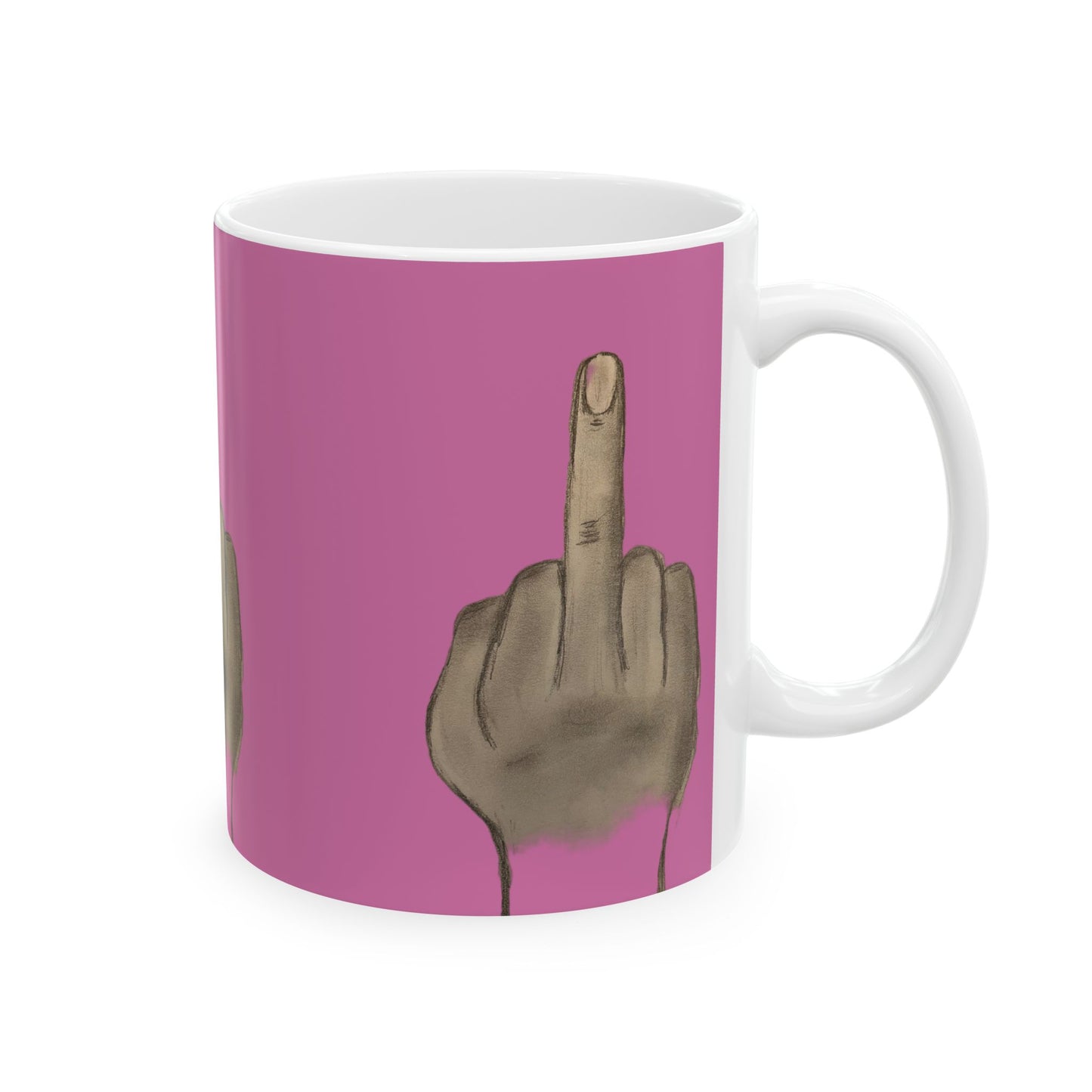 Funny Ceramic Mug with Middle Finger Design - 11oz - Real coffee &/or room for 'go juice' -