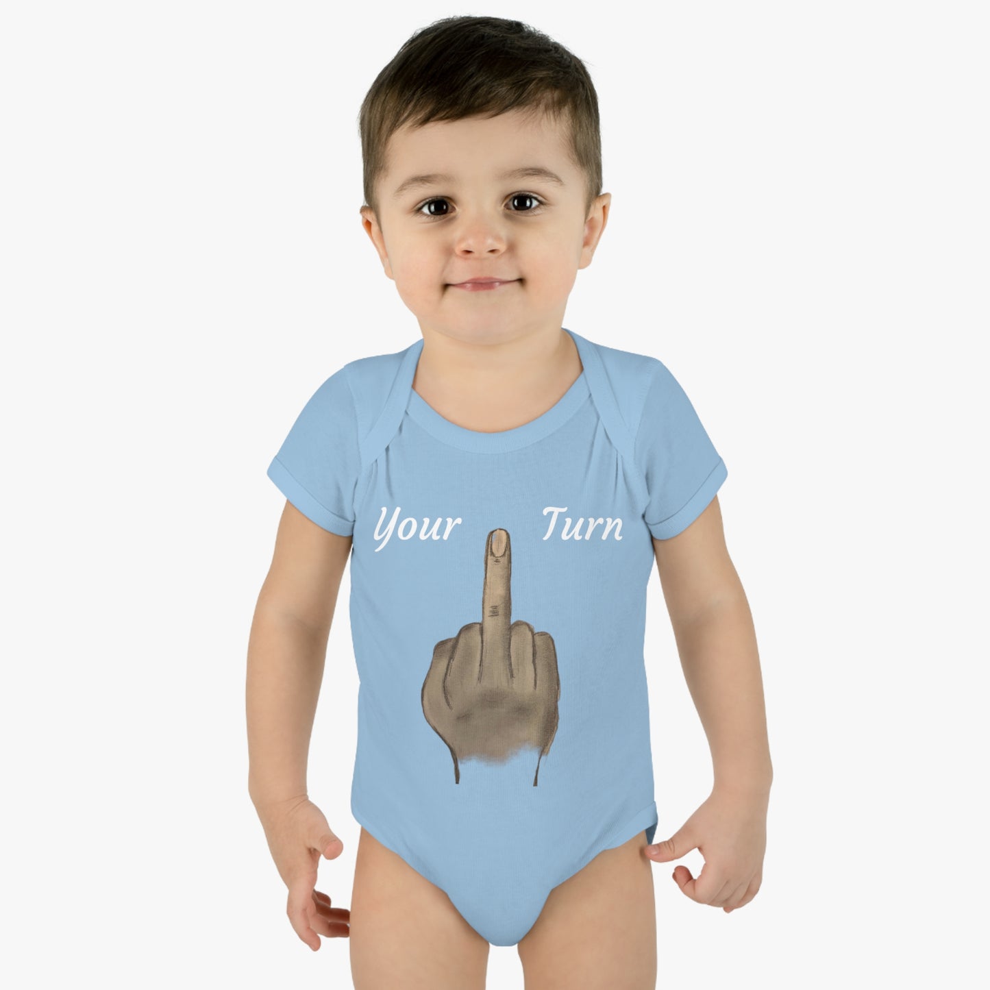 Your Turn - Middle Finger - Infant Baby Rib Bodysuit - baby shower gage gift giving middle finger