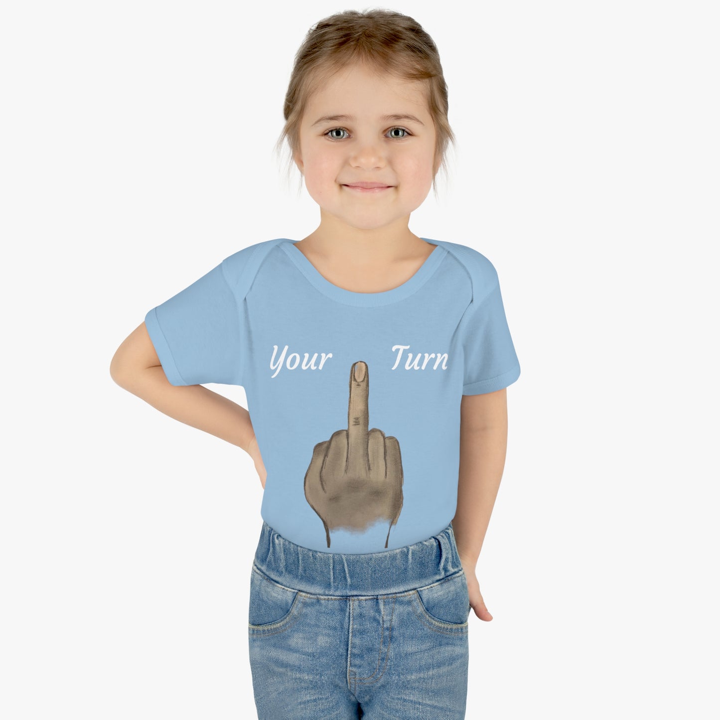 Your Turn - Middle Finger - Infant Baby Rib Bodysuit - baby shower gage gift giving middle finger