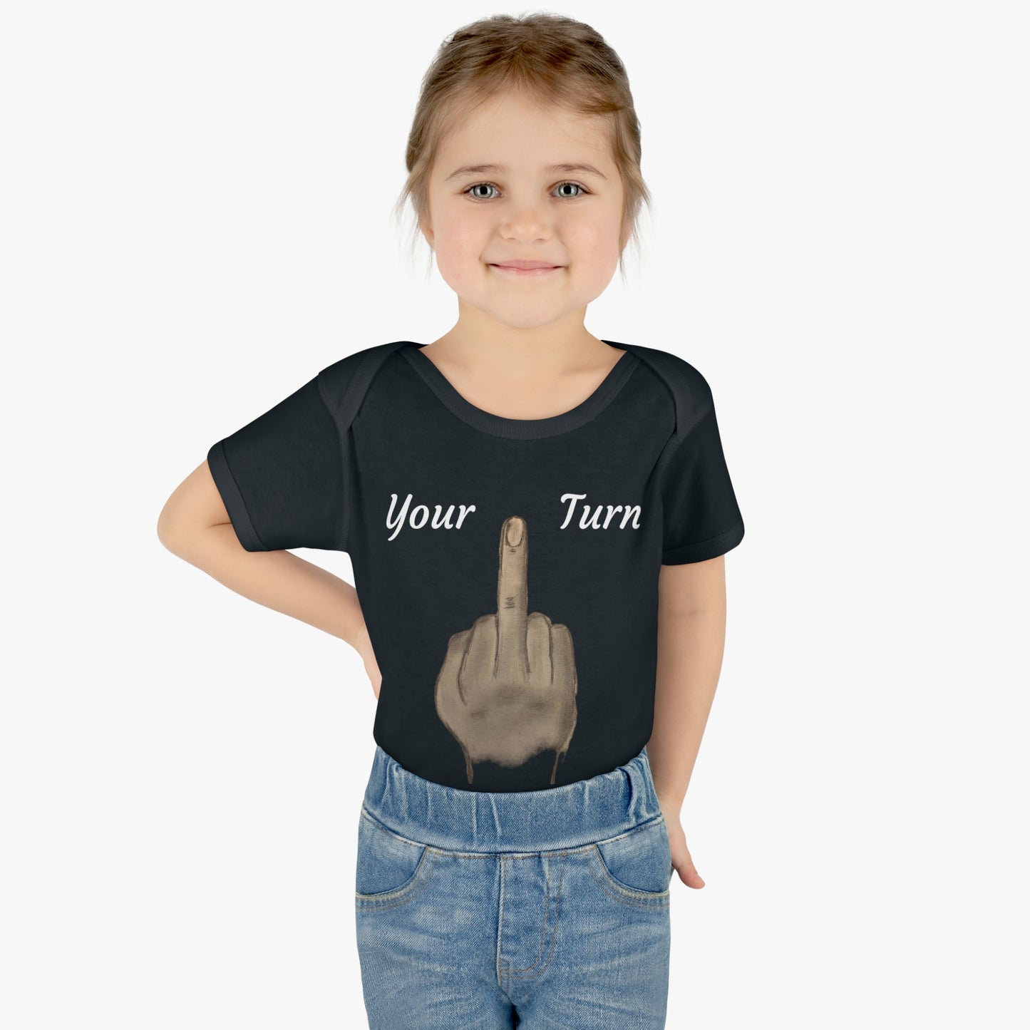 Your Turn - Middle Finger - Infant Baby Rib Bodysuit - baby shower gage gift giving middle finger