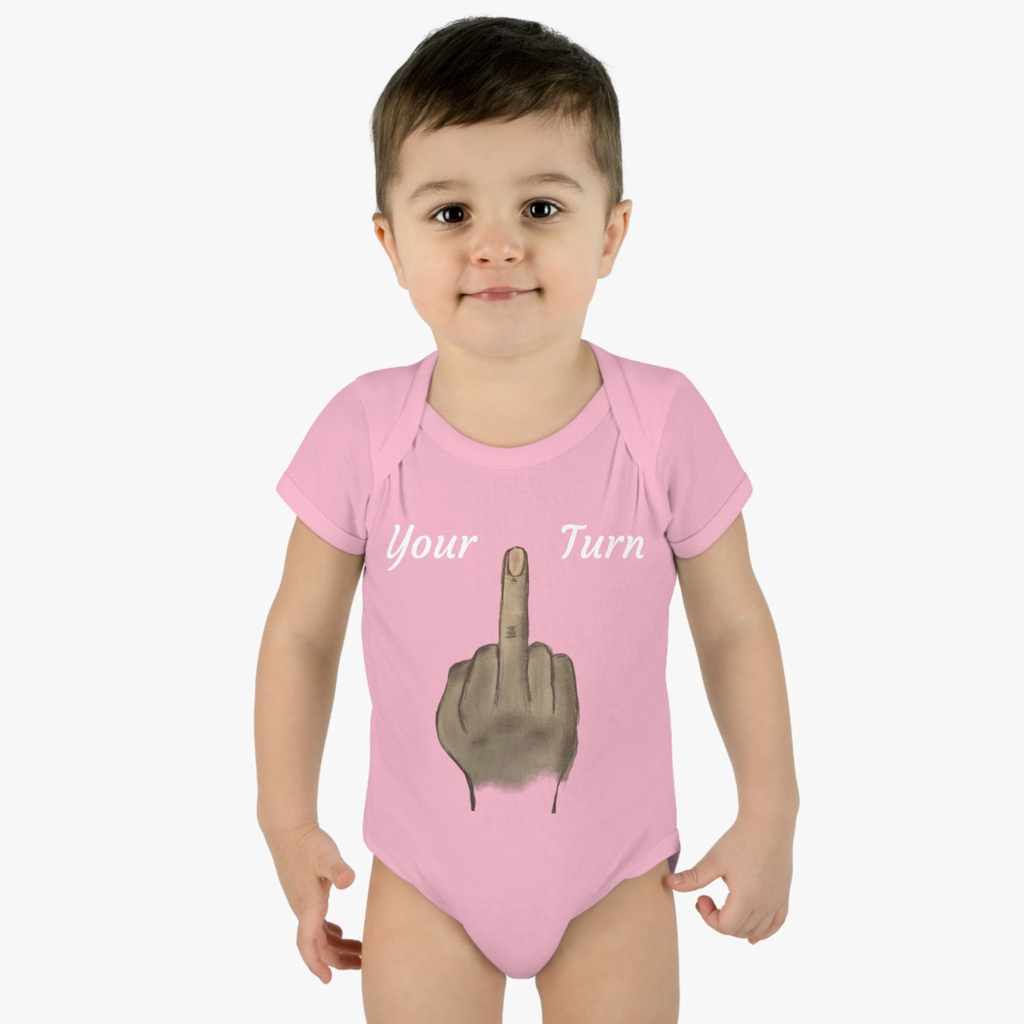 Your Turn - Middle Finger - Infant Baby Rib Bodysuit - baby shower gage gift giving middle finger