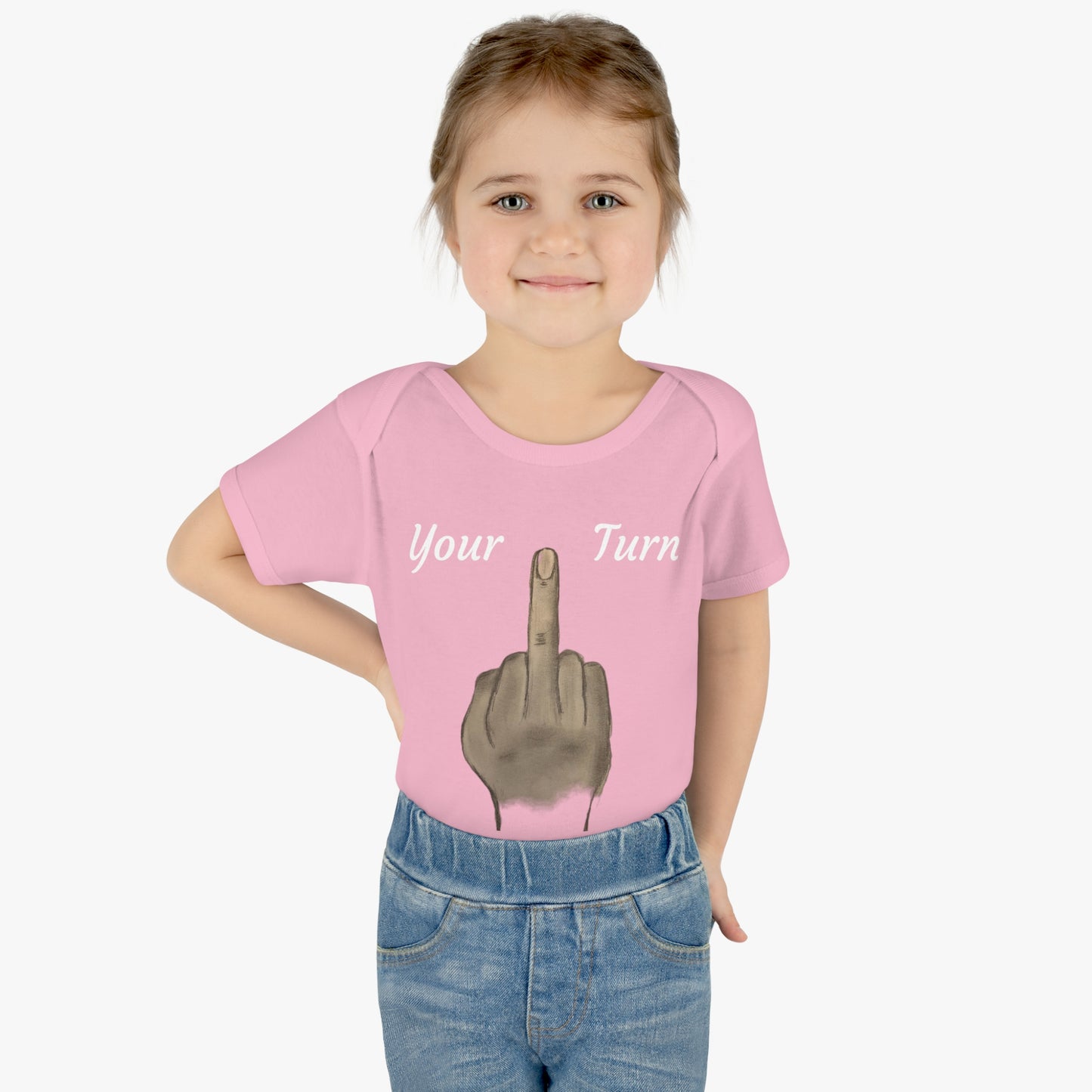 Your Turn - Middle Finger - Infant Baby Rib Bodysuit - baby shower gage gift giving middle finger