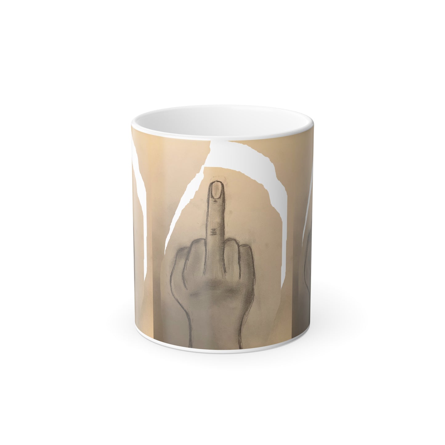 Middle finger coffee mug only when hot, hide when cold. Give them the FINGER until you have had your coffee Color Morphing Mug, 11oz