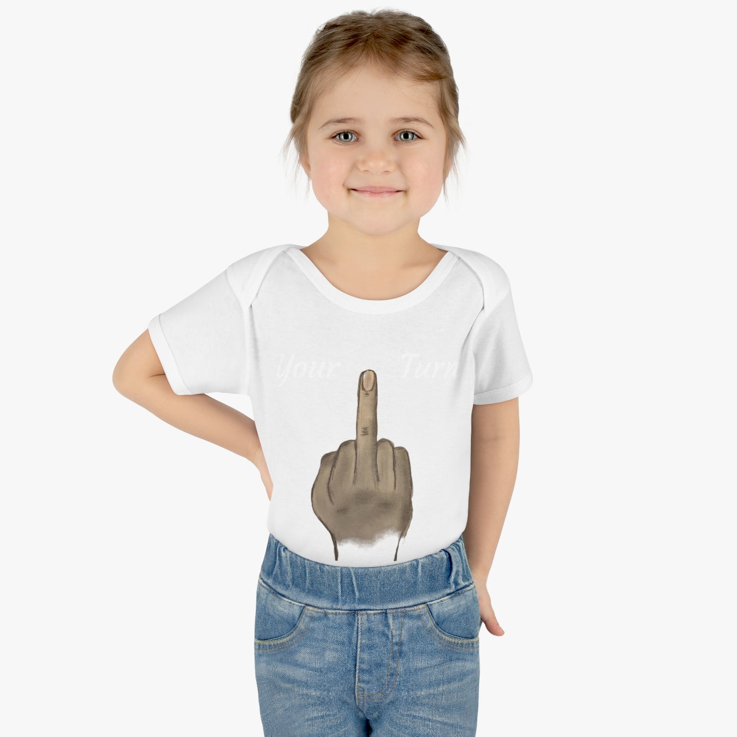 Your Turn - Middle Finger - Infant Baby Rib Bodysuit - baby shower gage gift giving middle finger