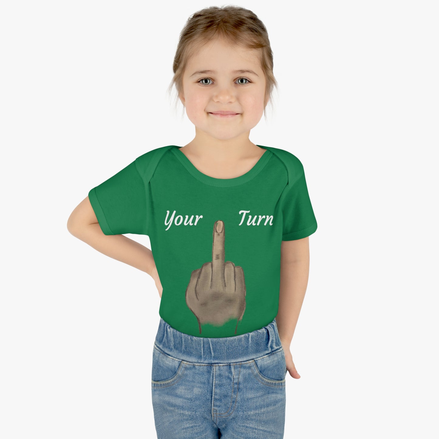 Your Turn - Middle Finger - Infant Baby Rib Bodysuit - baby shower gage gift giving middle finger