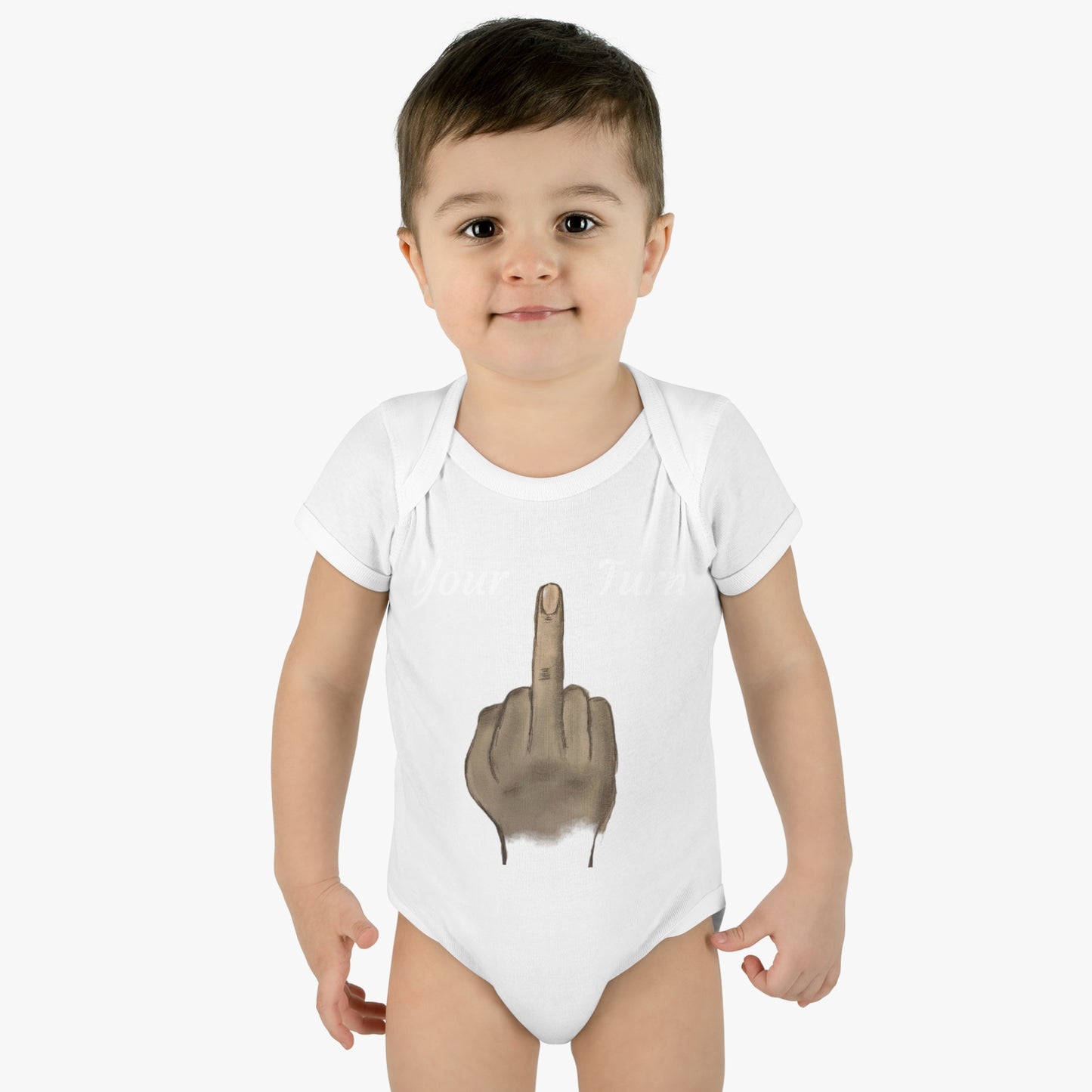 Your Turn - Middle Finger - Infant Baby Rib Bodysuit - baby shower gage gift giving middle finger