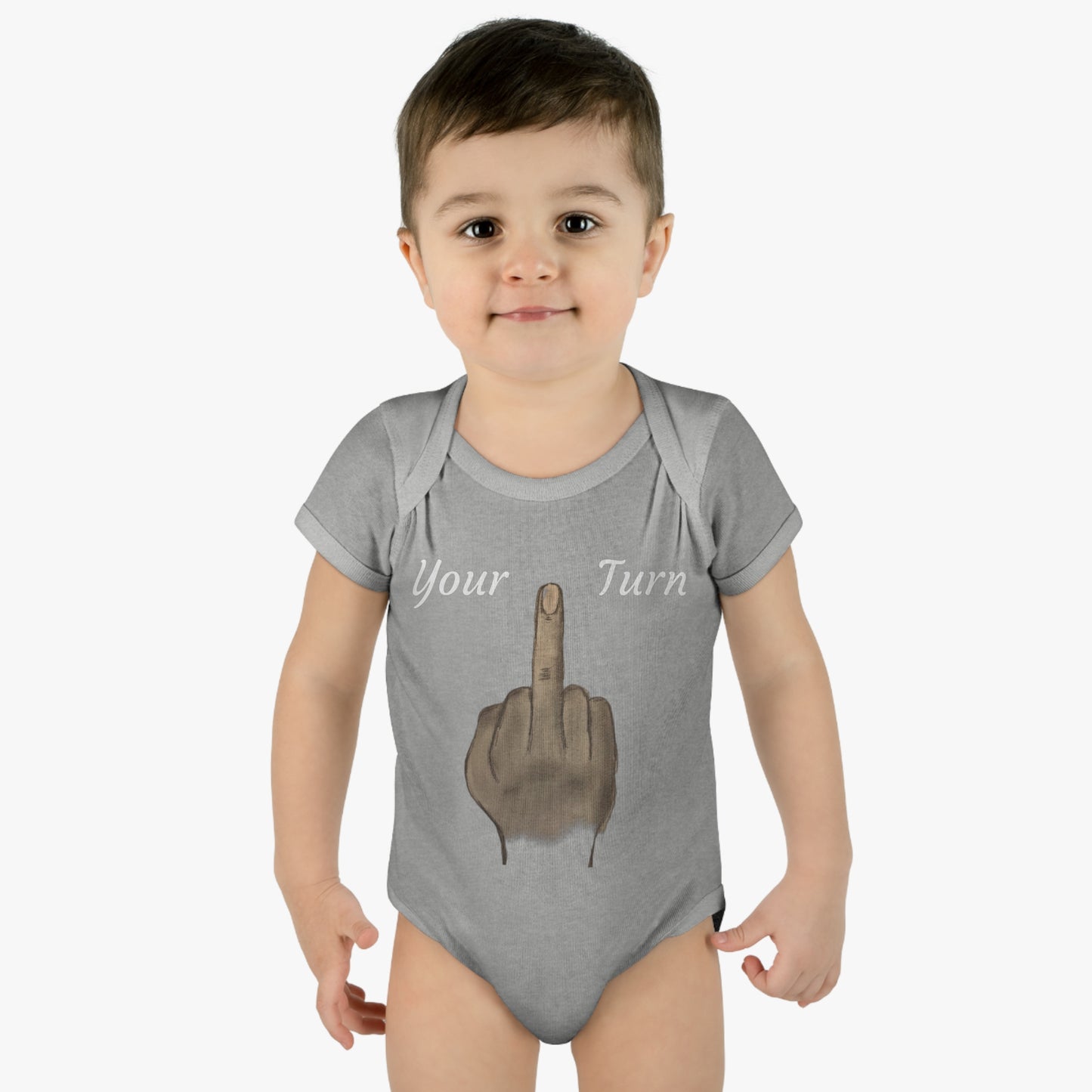 Your Turn - Middle Finger - Infant Baby Rib Bodysuit - baby shower gage gift giving middle finger