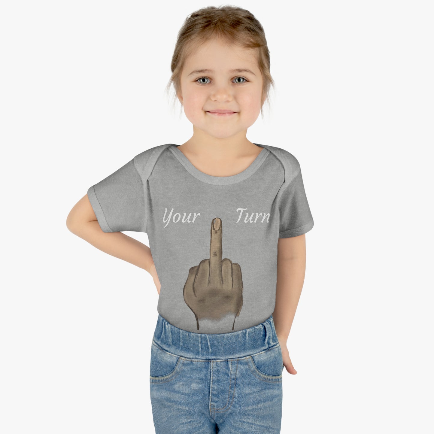 Your Turn - Middle Finger - Infant Baby Rib Bodysuit - baby shower gage gift giving middle finger