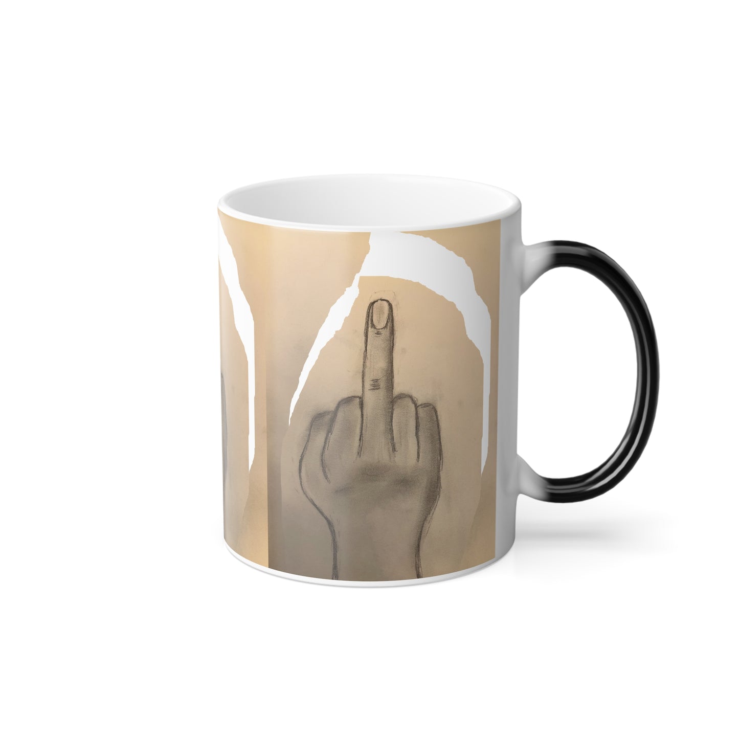 Middle finger coffee mug only when hot, hide when cold. Give them the FINGER until you have had your coffee Color Morphing Mug, 11oz