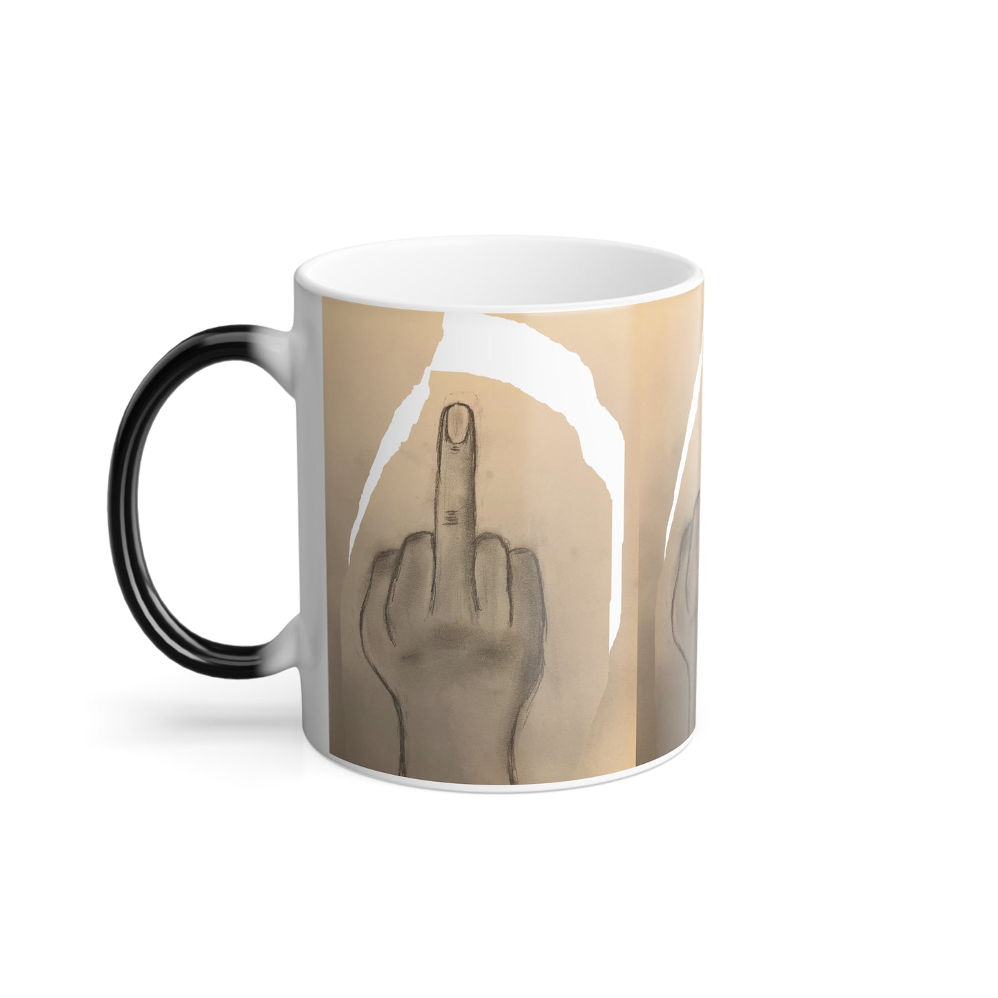 Middle finger coffee mug only when hot, hide when cold. Give them the FINGER until you have had your coffee Color Morphing Mug, 11oz