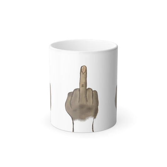 Middle Finger when HOT solid Black when COLD Color Morphing Mug, 11oz